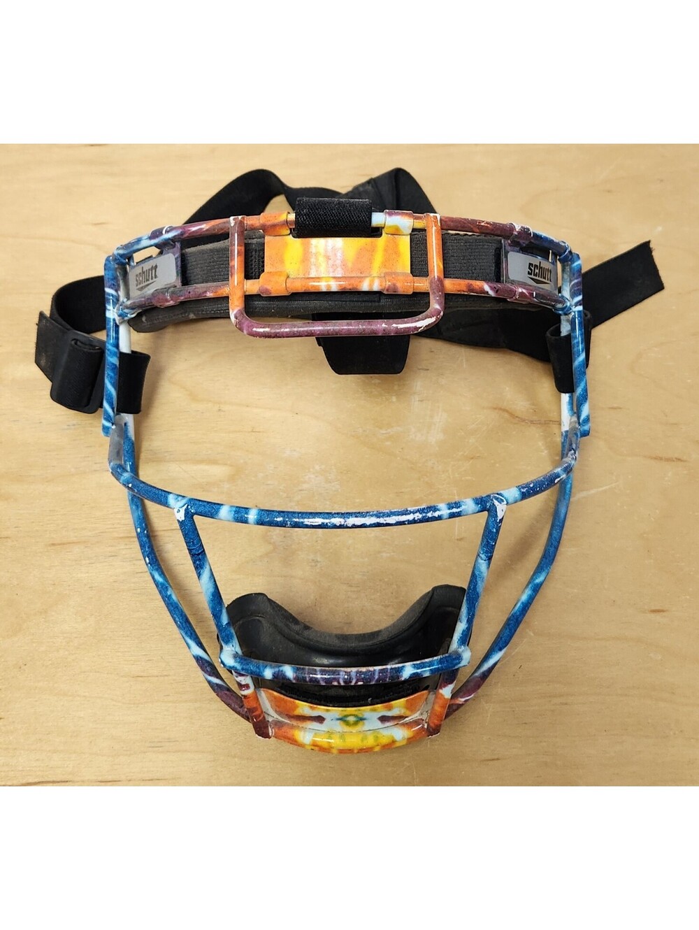 Schutt Softball Fielders Mask Adult Wire Face Guard Tie Dye Swirl Blue Orange